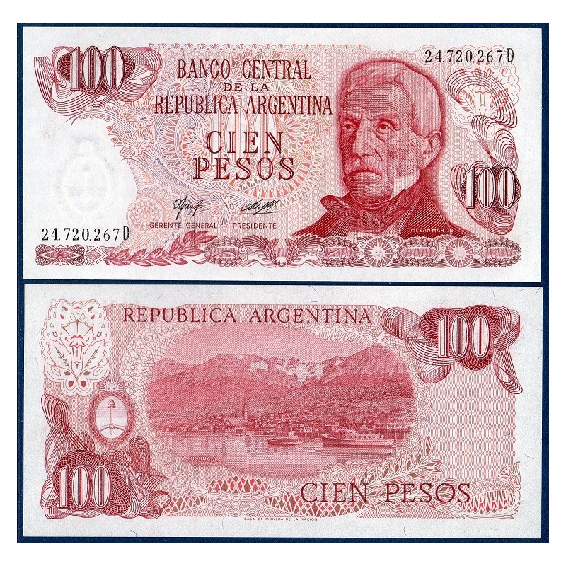 Argentine Pick N°302a, Billet de banque de 100 Pesos 1976-1978