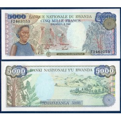 Rwanda Pick N°22, Billet de banque de 5000 Francs 1988-1989
