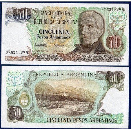 Argentine Pick N°314a, Billet de banque de 50 Pesos 1983-1985