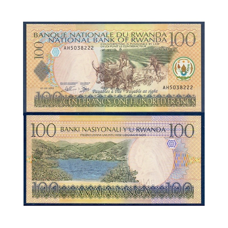 Rwanda Pick N°29b, Billet de banque de 100 Francs 2003