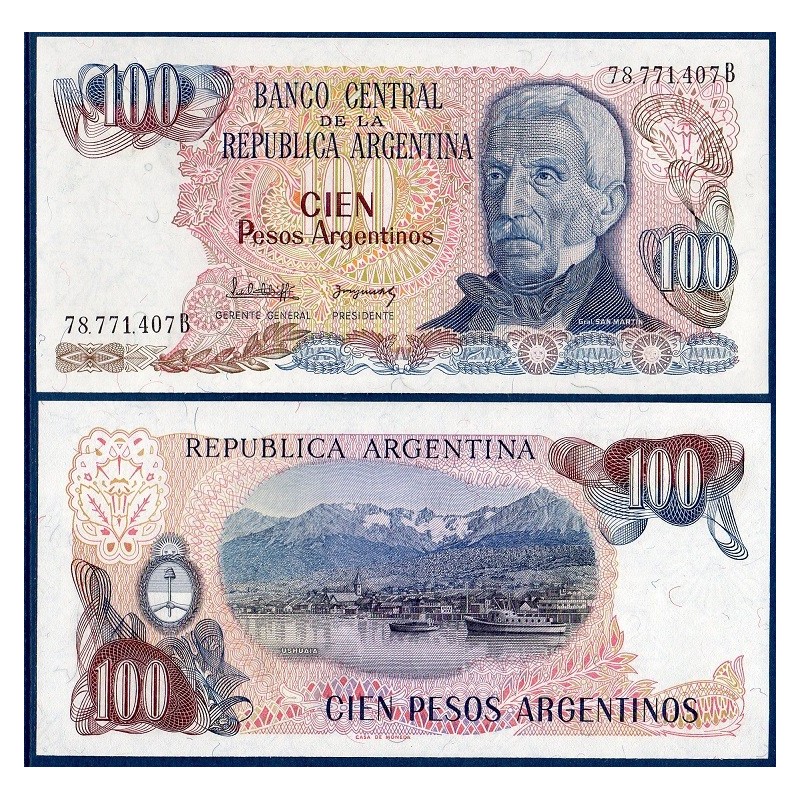 Argentine Pick N°315a, Billet de banque de 100 Pesos 1983-1985