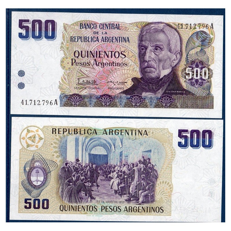 Argentine Pick N°316a, Billet de banque de 500 Pesos 1984