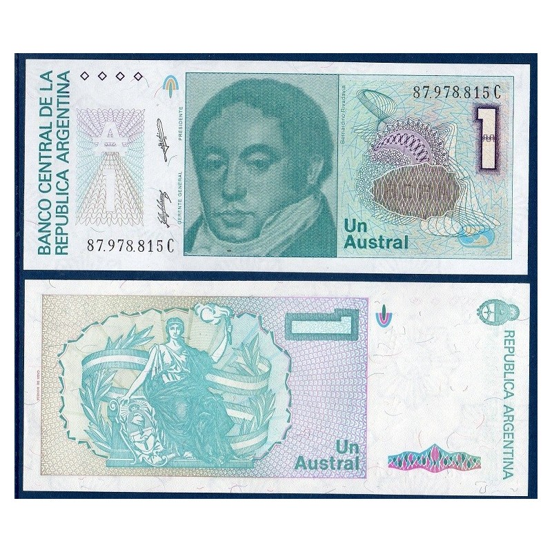 Argentine P.323b, neuf Billet de 1 Austral 1985-1989 Bernardino Rivadavia Argentine P.323b, neuf Billet de 1 Austral 1985-1989 Bernardino Rivadavia