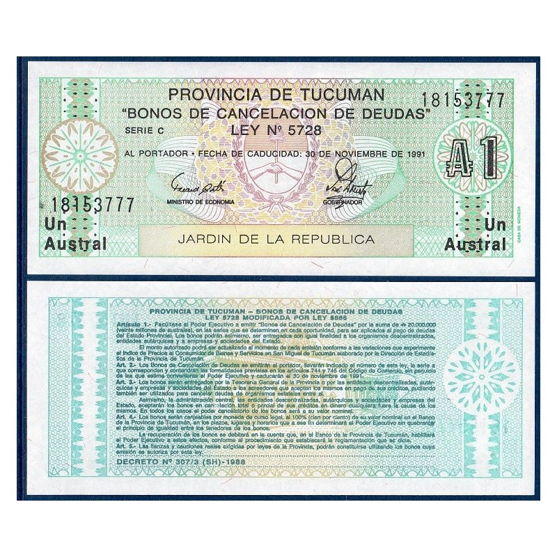 Argentine Pick N°S2711b, Billet de banque de 1 Austral 1991