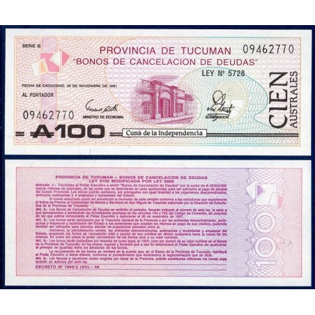 Argentine Pick N°S2715, Billet de banque de 100 Australes 1991