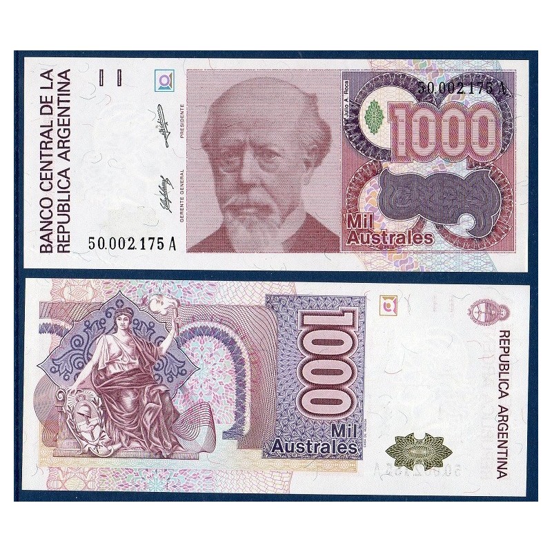 Argentine Pick N°329a, Billet de banque de 1000 Australes 1988-1990