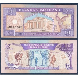 Somaliland Pick N°2b, Billet de banque de 10 Shilings 1996