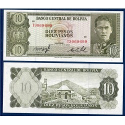 Bolivie Pick N°154a, Billet de banque de 10 Pesos 1962