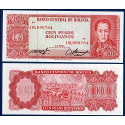 Bolivie Pick N°164A, Billet de banque de 100 Pesos 1962