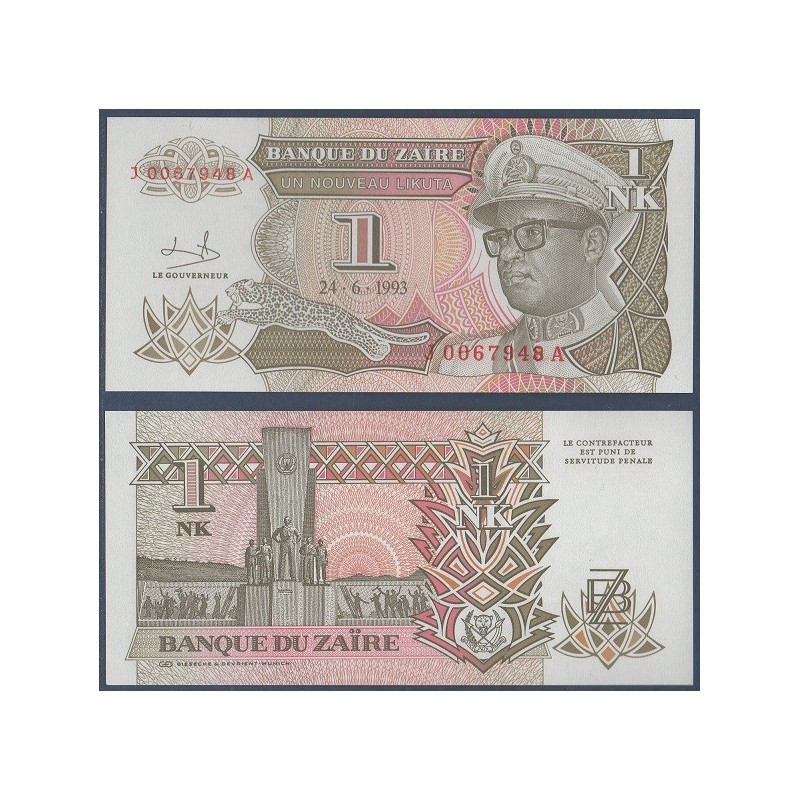 Zaire Pick N°47a, Billet de banque de 1 Nouveau Likuta 1993