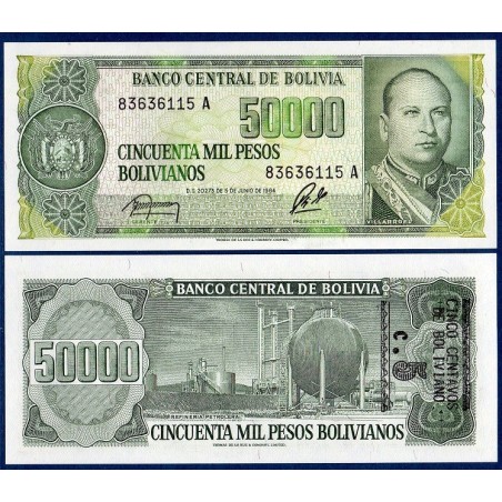 Bolivie P.196, neuf Billet de 5 centavos 1984 Gualberto Villaroel