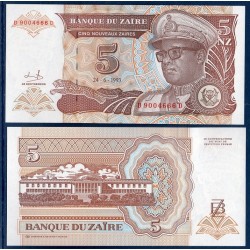 Zaire Pick N°53a, Billet de banque de 5 Nouveau Zaire 1993