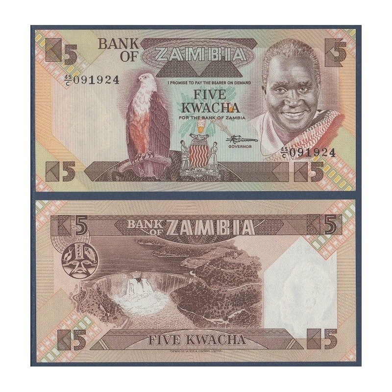 Zambie Pick N°25d, Billet de banque de 5 Kwacha 1980-1988