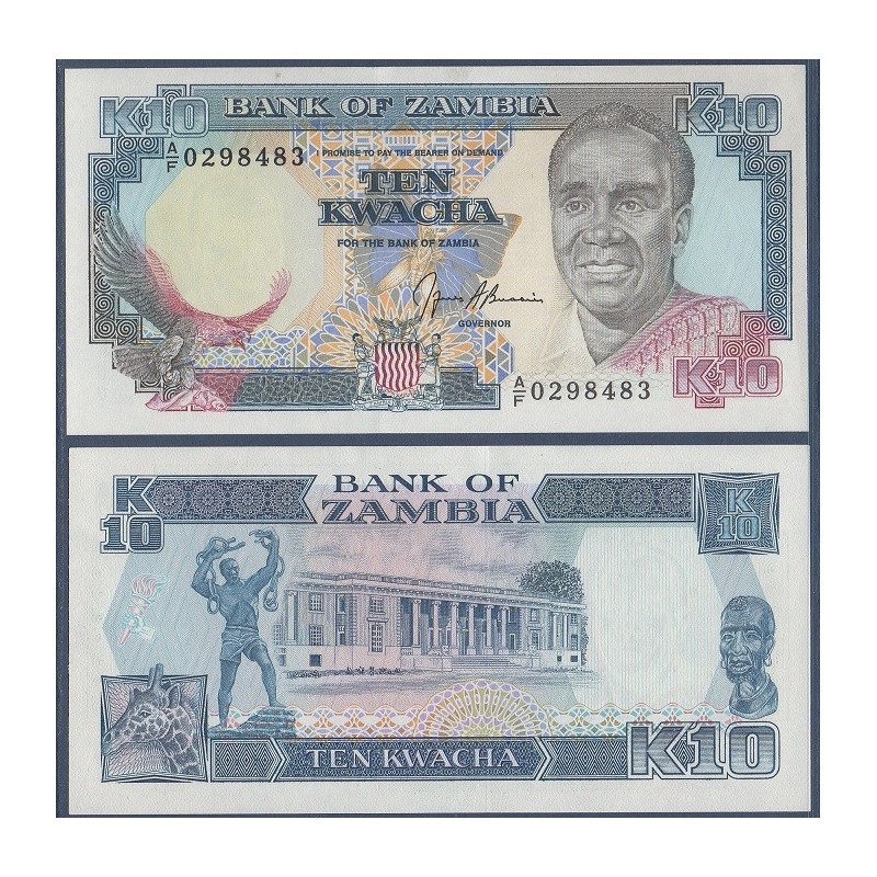 Zambie Pick N°31b, Billet de banque de 10 Kwacha 1989-1991