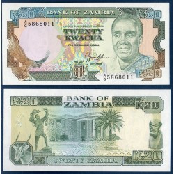 Zambie Pick N°32b, Billet de banque de 20 Kwacha 1989-1991