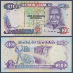 Zambie Pick N°34a, Billet de banque de 100 Kwacha 1991