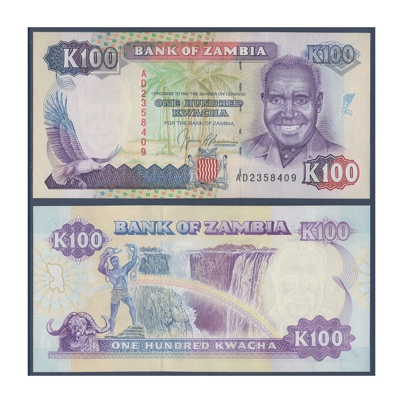 Zambie Pick N°34a, Billet de banque de 100 Kwacha 1991