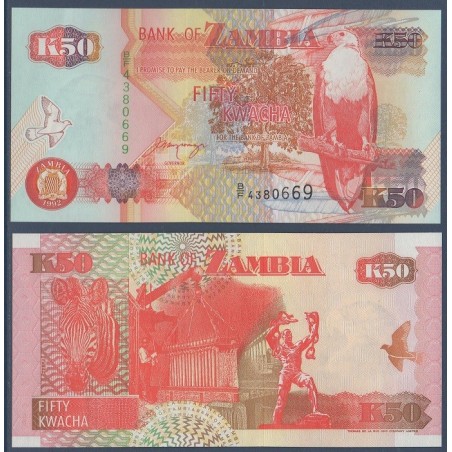 Zambie Pick N°37b, Billet de banque de 50 Kwacha 1992