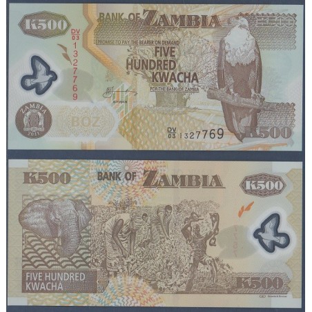 Zambie Pick N°43h, Billet de banque de 500 Kwacha 2011