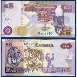 Zambie Pick N°new2, Billet de banque de 5 Kwacha 2012