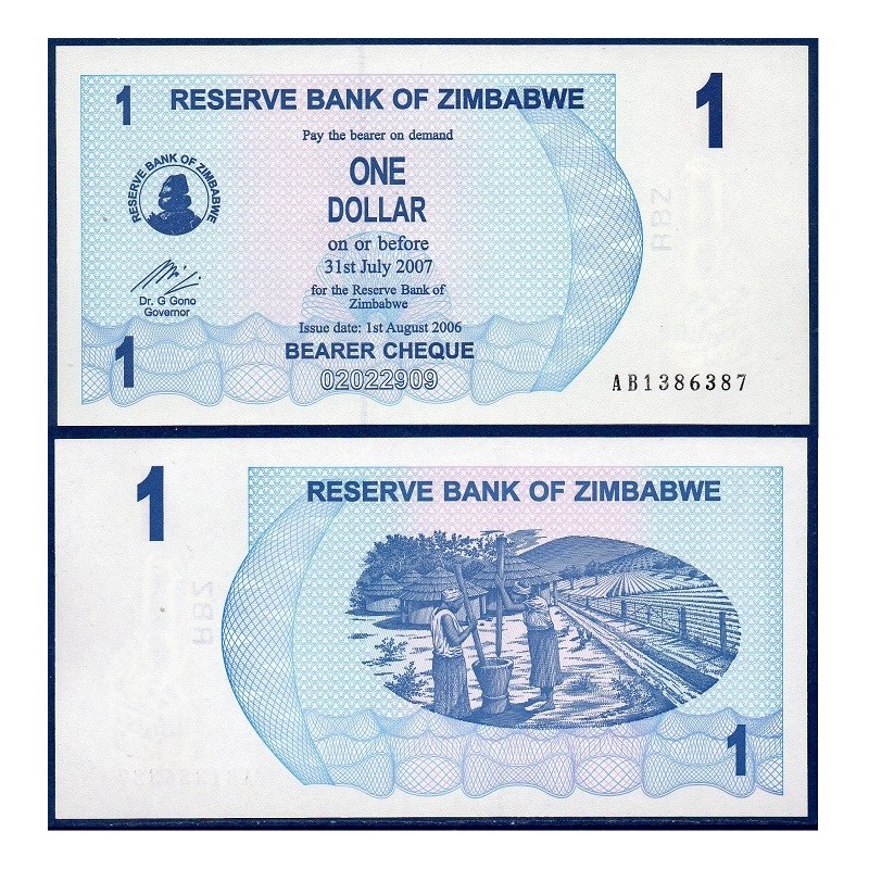 Zimbabwe Pick N°37, Billet de banque de 1 Dollar 2006