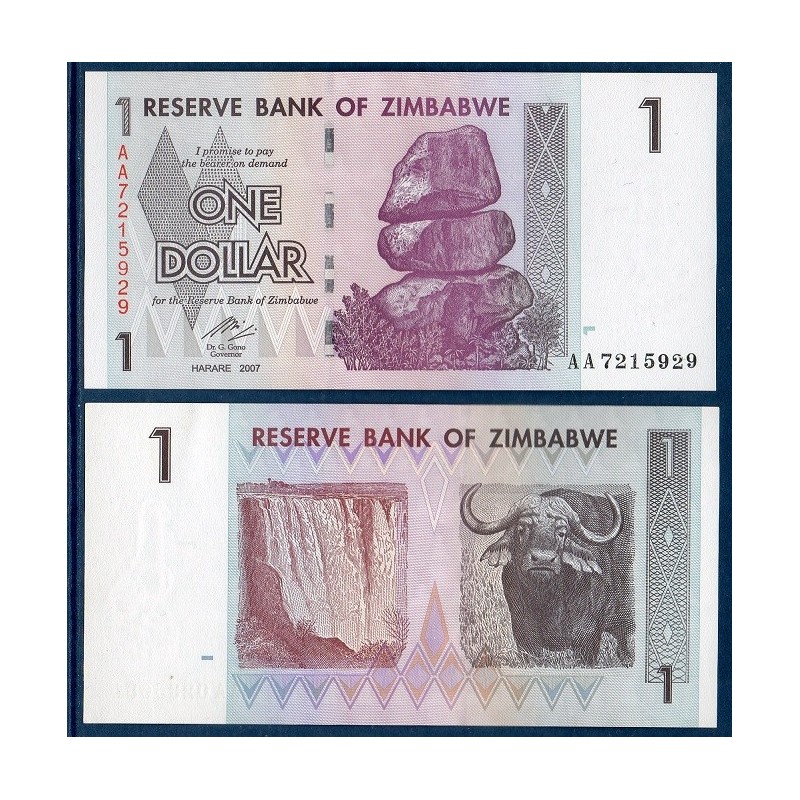 Zimbabwe Pick N°65, Billet de banque de 1 Dollar 2007