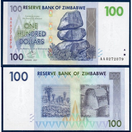 Zimbabwe Pick N°69, Billet de banque de 100 Dollars 2007