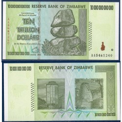 Zimbabwe Pick N°88, Billet de banque de 10 trillions de Dollars 2008