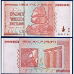 Zimbabwe Pick N°89, Billet de banque de 20 trillions de Dollars 2008
