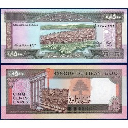 Liban Pick N°68 , Billet de 500 Livres 1988