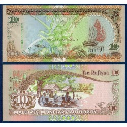 Maldives Pick N°19, Billet de banque de 10 rufiyaa 1998-2006