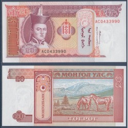 Mongolie Pick N°55, Billet de Banque de 20 Tugrik 1993