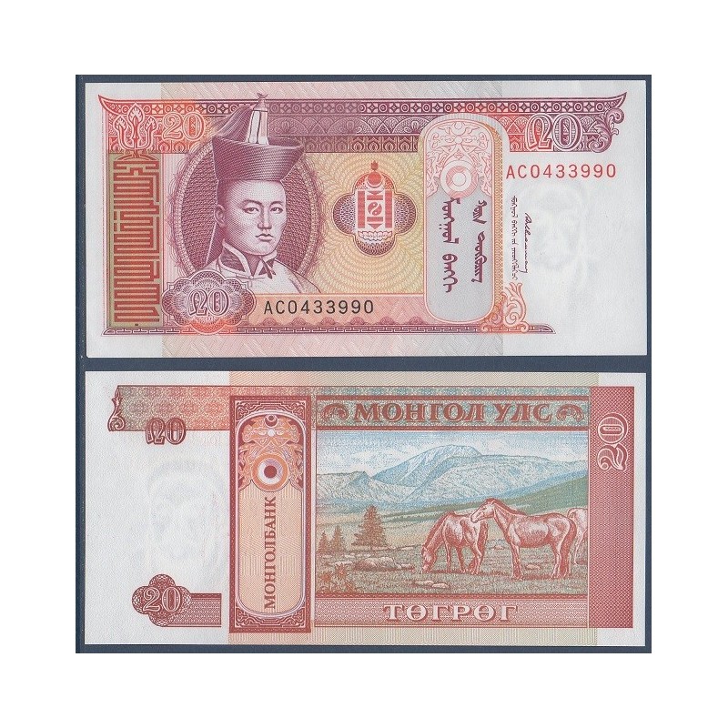 Mongolie Pick N°55, Billet de Banque de 20 Tugrik 1993