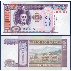 Mongolie Pick N°57, Billet de Banque de 100 Tugrik 1993