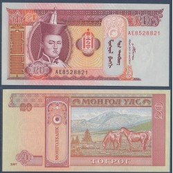 Mongolie Pick N°63d, Billet de Banque de 20 Tugrik 2007