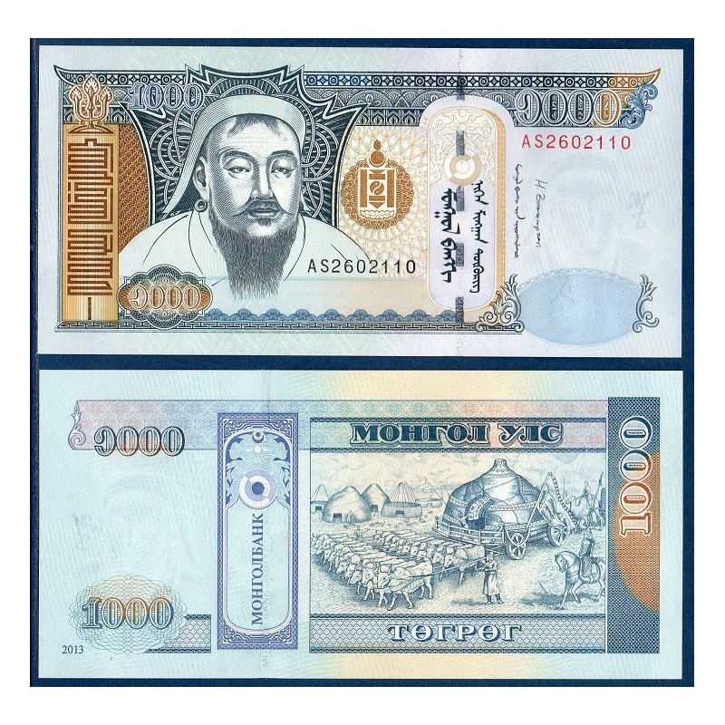 Mongolie Pick N°67d, Billet de Banque de 1000 Togrog 2013