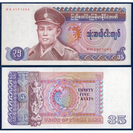 Myanmar, Birmanie Pick N°63, Billet de banque de 35 Kyat 1986