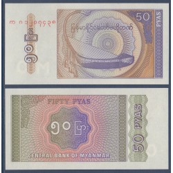 Myanmar, Birmanie Pick N°68, Billet de banque de 50 Pyas 1994