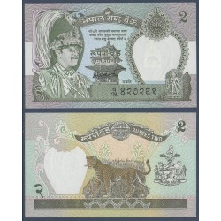 Nepal Pick N°29, Billet de banque de 2 rupees 1981-1990