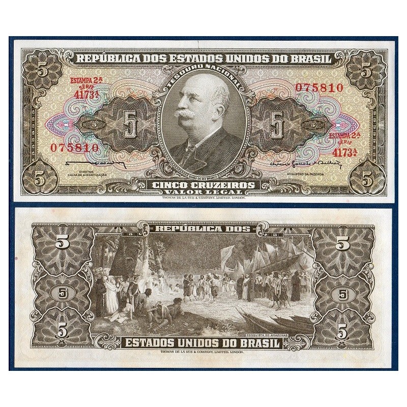Bresil Pick N°176c, Billet de banque de 5 Cruzeiros 1964