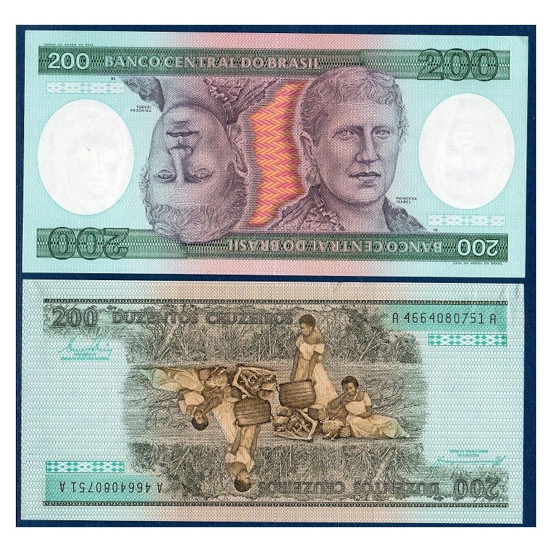 Bresil Pick N°199b, Billet de banque de 200 Cruzeiros 1984