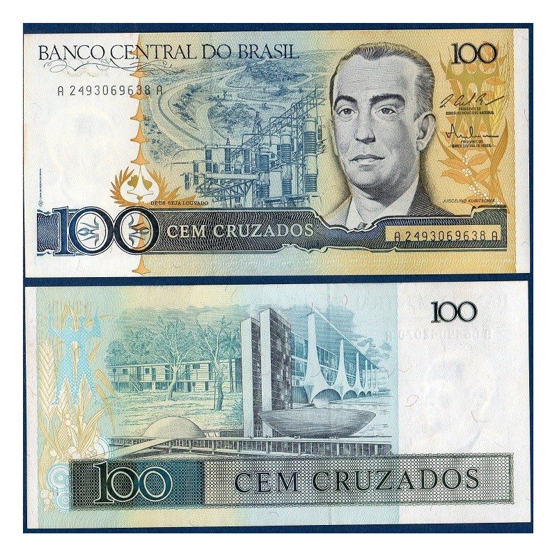Bresil P.211c, neuf Billet de 100 Cruzados 1987 Juscelino Kubitschek Bresil P.211c, neuf Billet de 100 Cruzados 1987 Juscelino Kubitschek