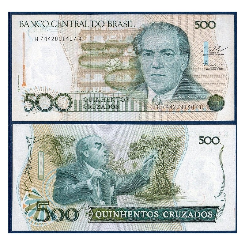 Bresil Pick N°212c, Billet de banque de 500 Cruzados 1987