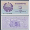 Ouzbékistan Pick N°63a, Billet de banque de 5 Sum 1993