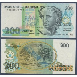 Bresil Pick N°229, Billet de banque de 200 Cruzeiros 1990