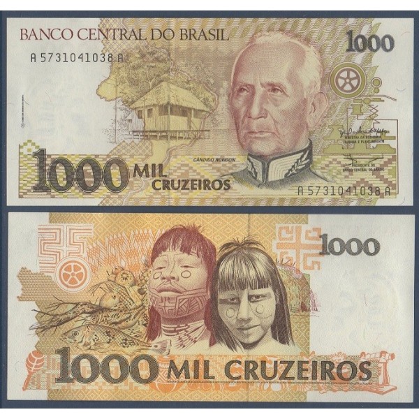 Bresil Pick N°231a, Billet de banque de 1000 Cruzeiros 1990