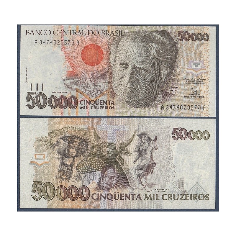 Bresil Pick N°234a, Billet de banque de 50000 Cruzeiros 1992