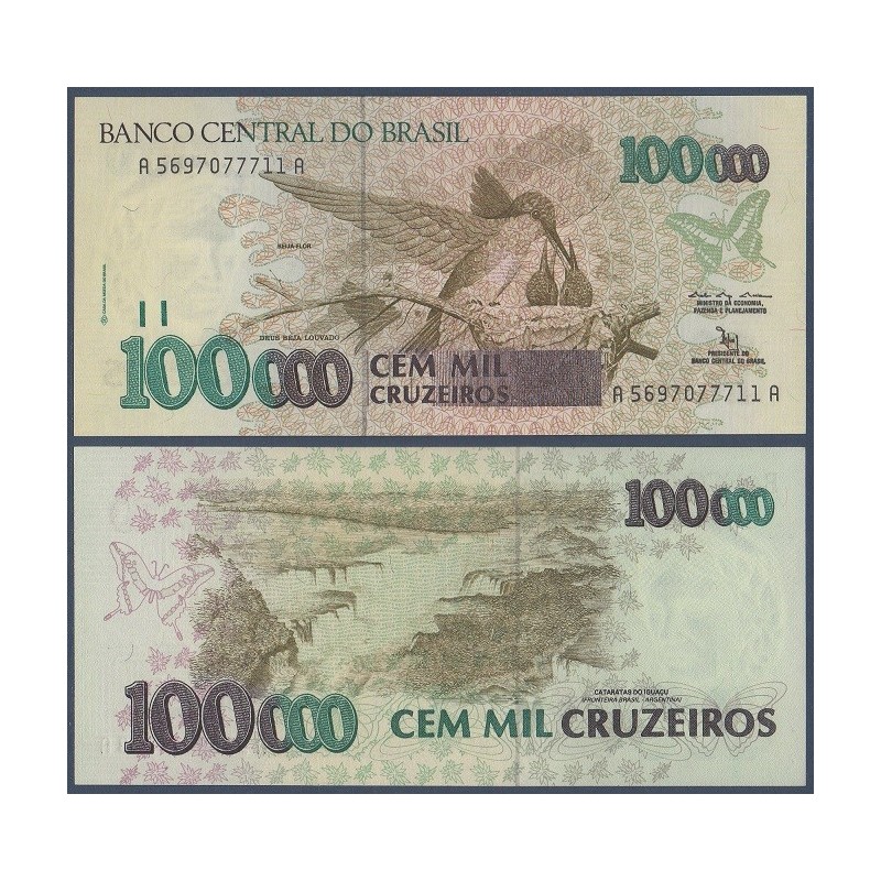 Bresil Pick N°235a, Billet de banque de 100000 Cruzeiros 1992