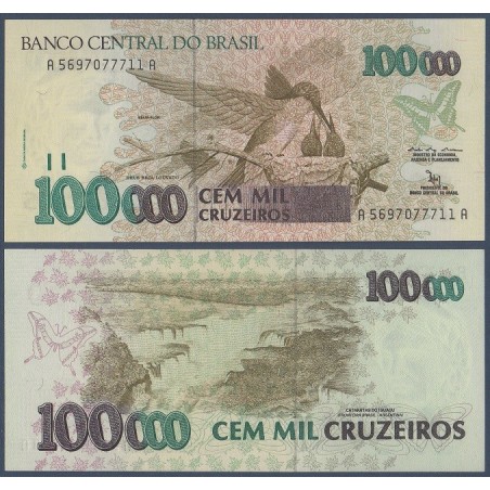 Bresil Pick N°235a, Billet de banque de 100000 Cruzeiros 1992