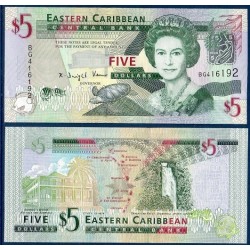 Caraïbes de l'est Pick N°47 Billet de banque de 5 dollars 2008
